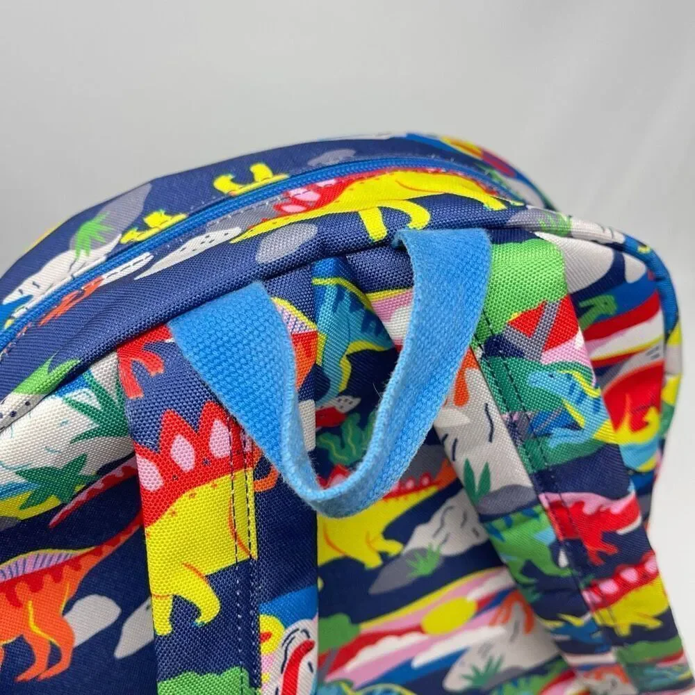 Mini Boden Small Child Backpack Bag Blue Green Red Dinosaur Print Used Preowned